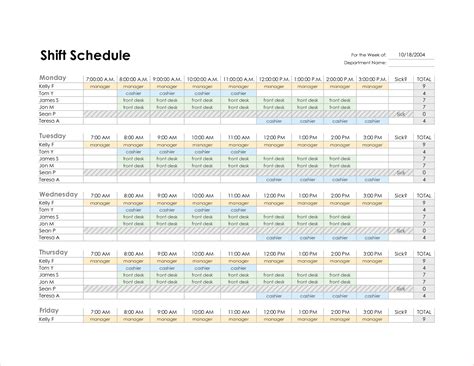 Monthly Employee Schedule Template Excel task list templates