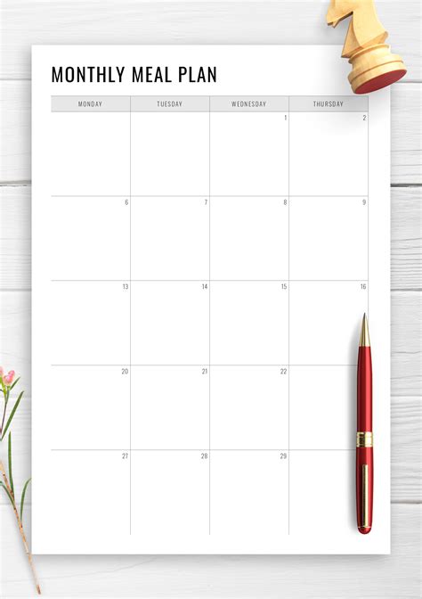 Monthly Meal Planner Template Free