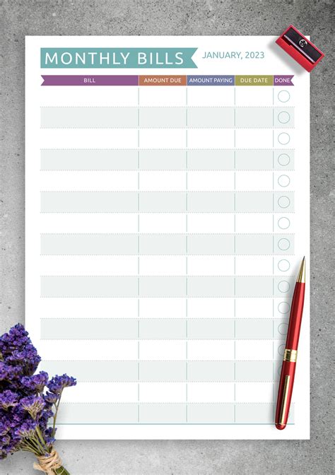 Monthly bill. A Monthly Bill Organizer Spreadsheet Template is used to track and manage monthly expenses, such as bills and payments.It helps to organize and keep track of due dates, amounts, and payment statuses for various bills, such as utilities, rent, mortgage, and credit card payments.. The monthly bill organizer spreadsheet template is usually filed by … 