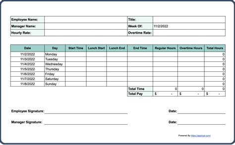 Monthly timesheet template in Word and Pdf formats