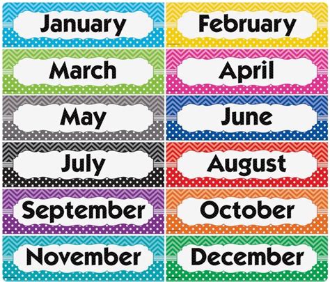 Months Of The Year Labels Teaching Ideas