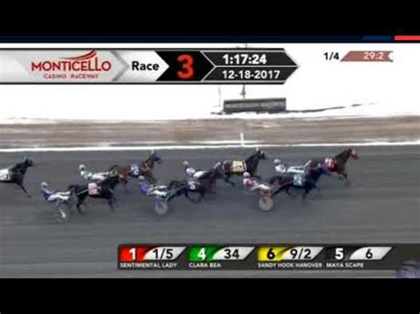 Instant access for Monticello Raceway Race Results, Entries, Post Positions, Payouts, Jockeys, Scratches, Conditions & Purses for February 07, 2022. OTB; Open an OTB Account; ... Horse Race Replays; Watch Live Horse Racing; Horse Racing RSS Feeds; Equibase; Free Horse Racing Picks. Free Horse Racing Picks; Aqueduct Free Picks; Gulfstream Park .... 