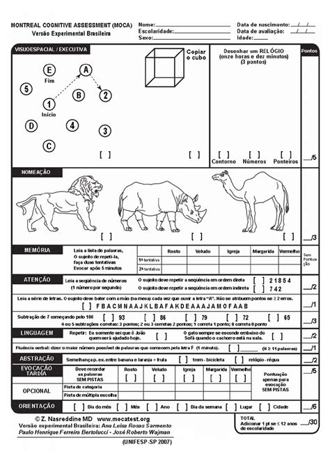 Montreal Cognitive Assessment (MoCA) Administration and Scoring ...