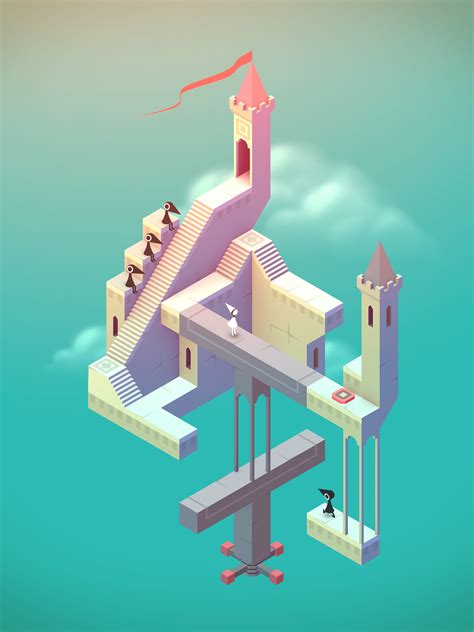 Monument valley ios game. Turn it around again and climb up the ladder and step on the button. Then take the bridge to another monument. Walk onto the pink dotted piece and than rotate it. You can now walk upwards. Walk up, then rotate the pink piece again so you can continue left. Rotate it again, then rotate the piece with the door so … 