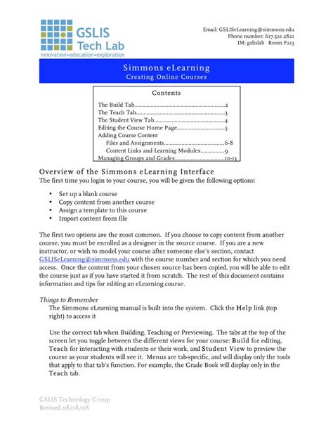 Moodle Page eLearning Toolbox Simmons Internal