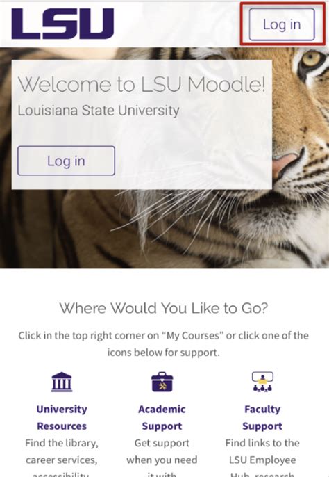 Navigate to Moodle on a web browser on your mob