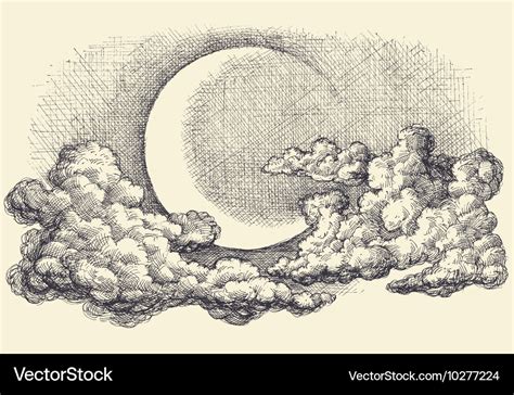 Moon And Clouds Drawing