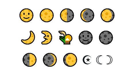 Emoji: 🎑 Moon Viewing Ceremony, 🌑 New Moon, 🌒 Waxing Crescent 