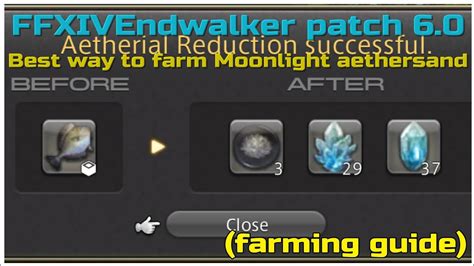 Moonlight aethersand farming ffxiv. Dusklight Aethersand. Reagent. Item. Patch 4.0. Description: The elementally aspected remnants of aetherially reduced matter. This fine sand emits a weak glow indiscernible at gloaming. Requirements: 