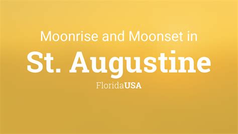 Sun & Moon Today Sunrise & Sunset Moonrise & Moonset Moon Phases Eclipses Night Sky . ... Eclipses Visible from St. Augustine Visibility Worldwide; Sep 18, 2024.