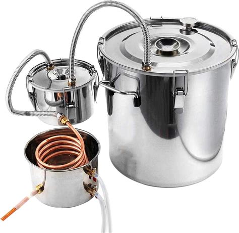 Moonshine still kit. This Kit includes a handcrafted copper still with thermometer, heavy duty drain valve, and EZ clamp cap locking system. Also included in this kit is a perfectly sized thumper, perfectly sized condenser worm with built in proofing parrot, 5500 watt electric upgrade with voltage controller, a hydrometer, an alcoholmeter, a mash transfer pump ... 