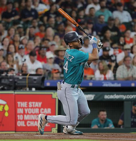 Moore homers twice and Rodriguez sets hits record as Mariners rout Astros 10-3