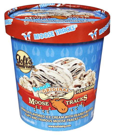 Moose tracks ice cream. Description. Delight your sweet tooth with a bowl of Double Moose Tracks Ice Cream from Kemps. This refreshing, creamy treat combines creamy peanut butter and chocolate cups with swirls of fudge in a rich, smooth vanilla ice cream base. Enjoy this delicious ice cream in a cone, as the base for all of your favorite sundae toppings, or just on ... 