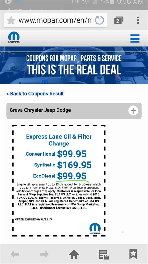 Mopar Oil Change Coupons Updated With ED Text Page 2