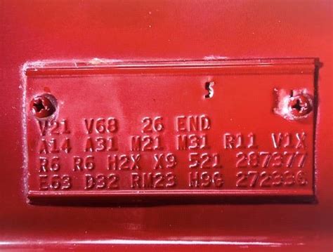 VIN 1966 & 1967. 1966-67 models have the Vehicle Identification Number located on a stainless-steel plate riveted to the left front door hinge pillar post. 1st digit: Car make: B = Barracuda (1967) L = Dart. R = Belvedere / Satellite. V = Valiant. W = Coronet. . 