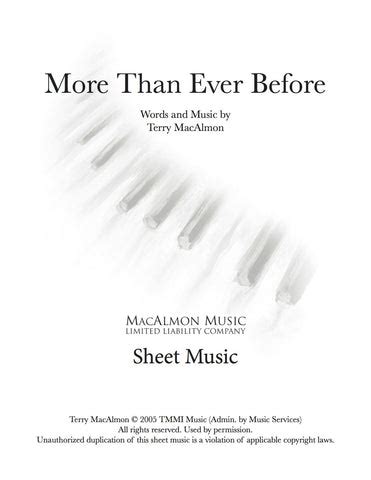 More Than Ever Before Chords, Lyrics and Sheet Music