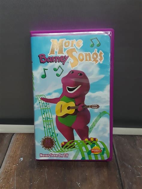 More barney songs vhs 1999. In this 1999 VHS video, 'More Barney Songs,' your little ones join Barney, and learn lots of fascinating things in fun ways. Baby Bop, BJ, and Barney are cleaning out the closet, and while they work they discover lots of things that bring back wonderful memories of good times with their friends. With a 55-minute run-time, and 23 songs taken ... 