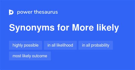 More likely thesaurus. Things To Know About More likely thesaurus. 