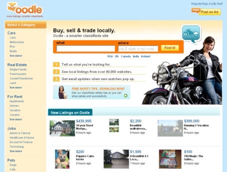 More on Oodle Classifieds Oodle Classifieds is a great place to find used cars, used motorcycles, used RVs, used boats, apartments for rent, homes for sale, job listings, and local businesses