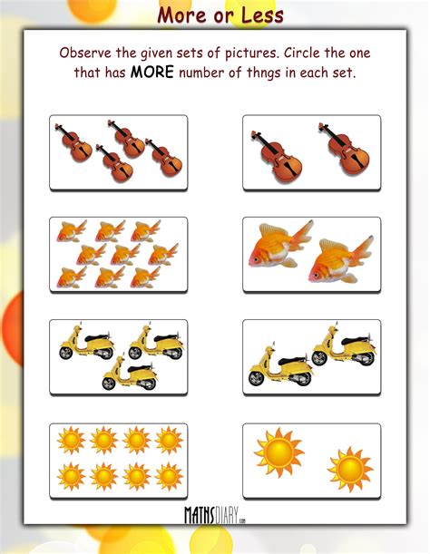 More or Less Math Worksheets