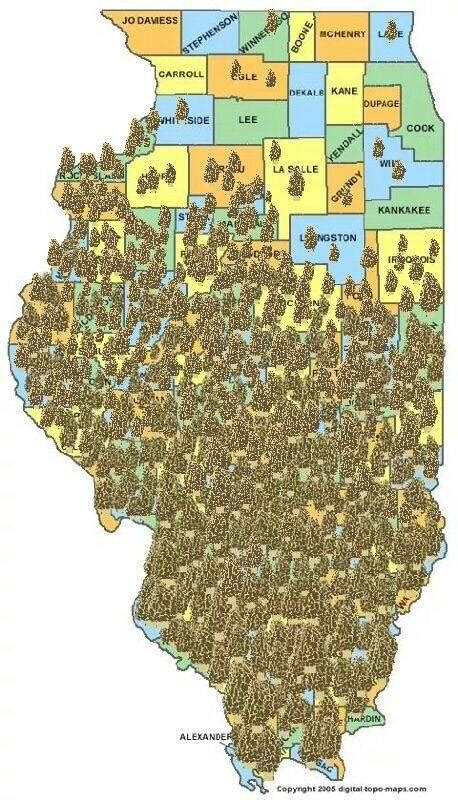 Progression map for Illinois Morel Mushrooms for 4-5-17! If you see a Morel in your county on the map each Morel represents one (1) reported confirmed find with proof that was sent to me by a fellow.... 