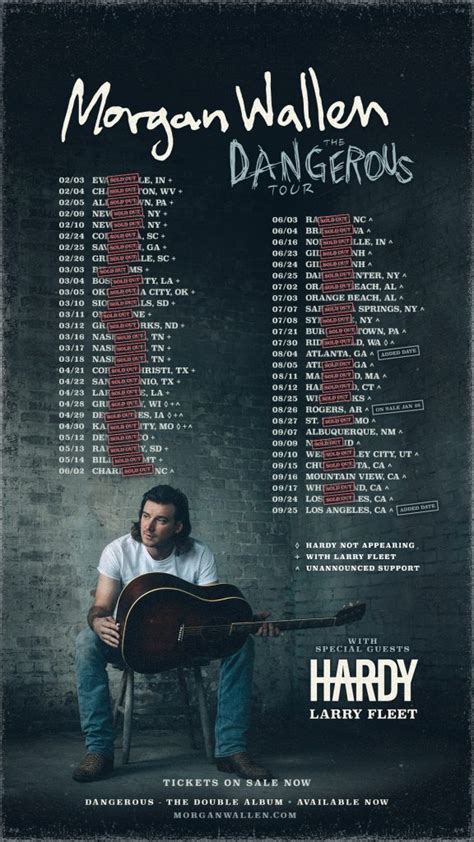 Wallen made his way through a 26-song setlist, ... Here are the new dates for Morgan Wallen's 2023/2024 world tour: JUN 22, 2023 — Wrigley Field, Chicago, IL ;. 