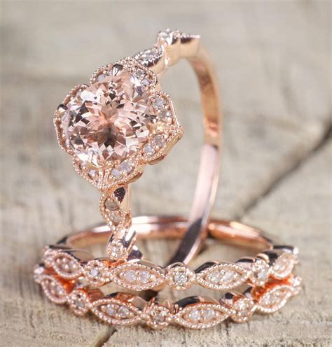 Morganite wedding rings. Pink Morganite Ring, Rose Gold Tungsten Ring, Womens Wedding Band, Womens Ring, Anniversary Ring, Statement Ring, 4mm Ring (2.6k) Sale Price $79.99 $ 79.99 