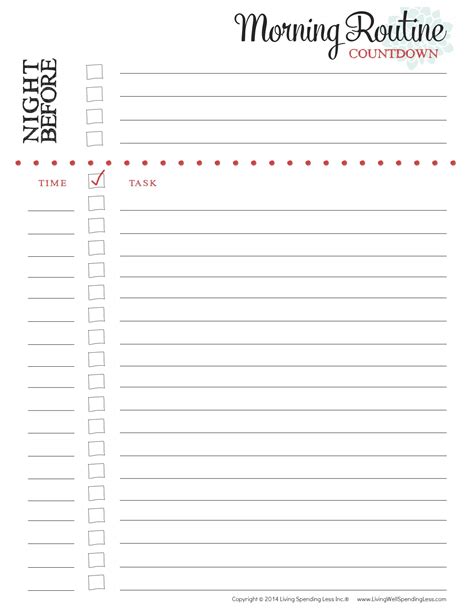 Morning Routine Checklist Living Well Spending Less®