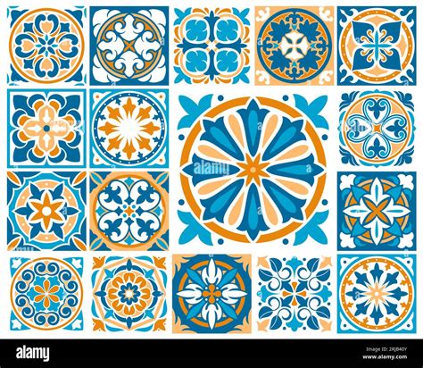 Moroccan azulejo tile patterns majolica ornament Vector Image