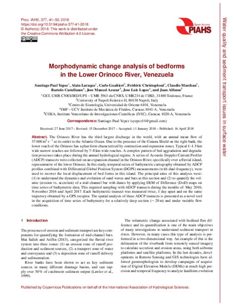 Morphodynamic change analysis of bedforms in the …