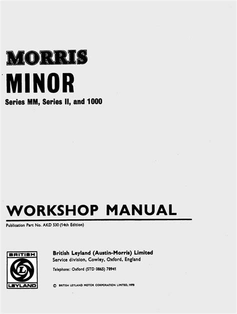 Morris minor series 1000 workshop repair manual. - Dal libro da indice al manuale.