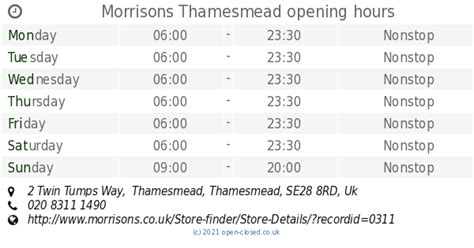 Morrisons Pharmacy, Thamesmead Opening Hours