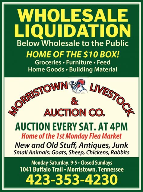 Morristown Livestock & Auction Co. Morristown Livestock & Auction Co is located at 1041 Buffalo Trail in Morristown, Tennessee 37814. Morristown Livestock & Auction Co can be contacted via phone at 423-353-4230 for pricing, hours and directions.