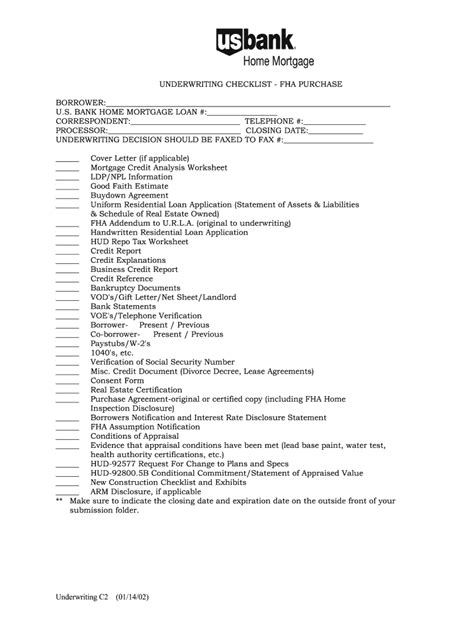 Mortgage Underwriter Checklist Template - Fill Out and