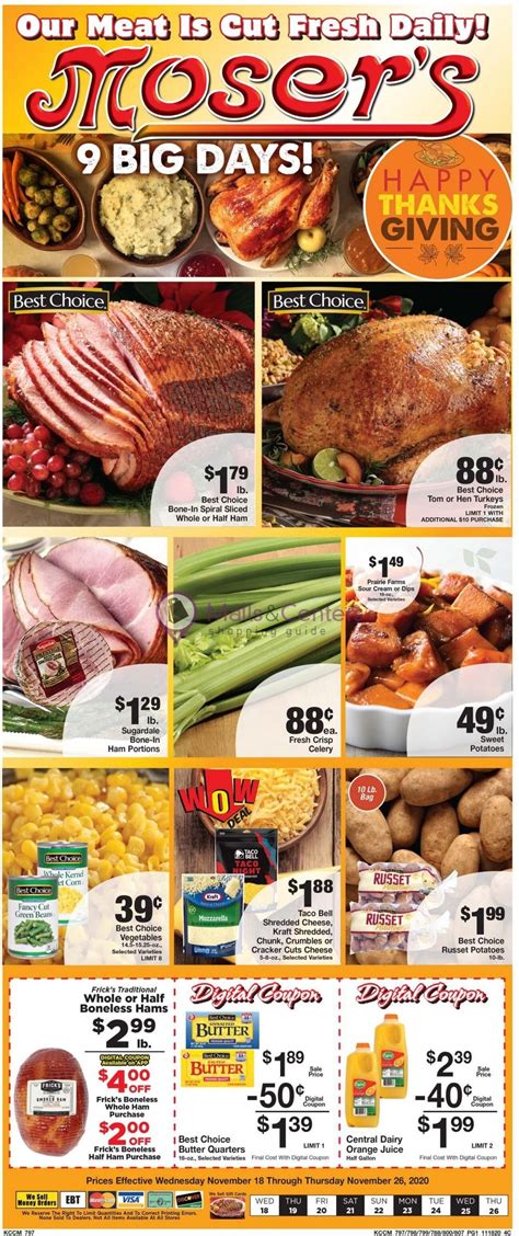Mosers food ad. Looking for fresh and quality meat products at affordable prices? Check out this week's ad from Mosier's Market, a family-owned grocery store and butcher shop in Titusville, FL. You can find great deals on beef, pork, chicken, seafood, and more. 