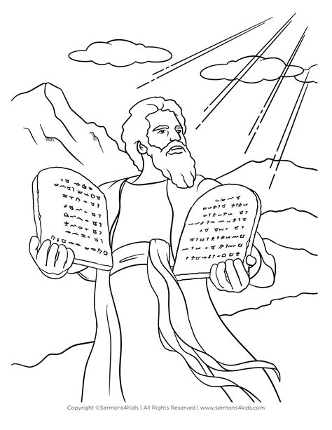Moses 10 Commandments Coloring Page