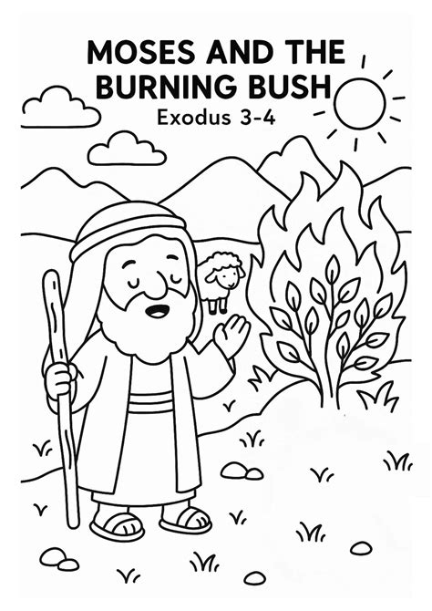 Moses Coloring Pages Burning Bus