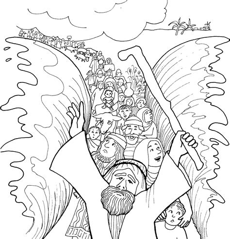 Moses Coloring Pages Red Sea Crossing