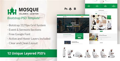 Mosque Islamic Center Bootstrap Psd Template By Webstrot Themeforest