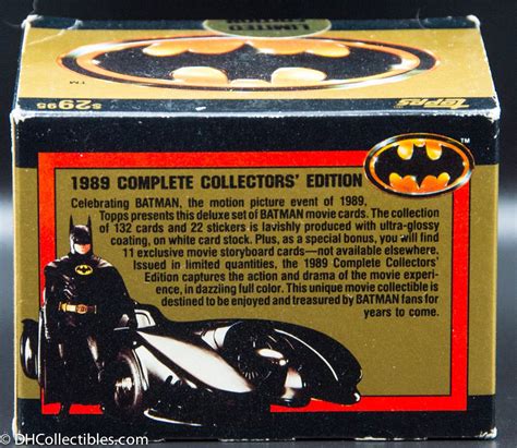 1989 Topps Batman. Total Cards: 264 Rating: 7.0 (23 votes) Rate this set... * *Clicking on this affiliate link and making a purchase can result in this site earning a commission. 