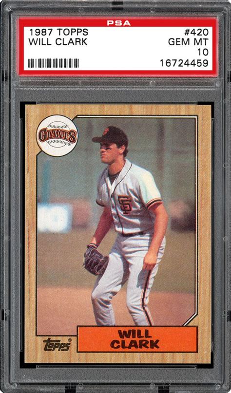 Most valuable will clark cards. 1987 Topps. William Nuschler “Will” Clark, Jr. (March 13, 1964-) was a naturally talented first baseman who spent his most-productive years with the San Francisco Giants (1986-1993). Clark was a member of the 1984 US Summer Olympic Baseball Team, and was tapped by the Giants in the first round (2ndoverall) of the 1985 amateur draft. 