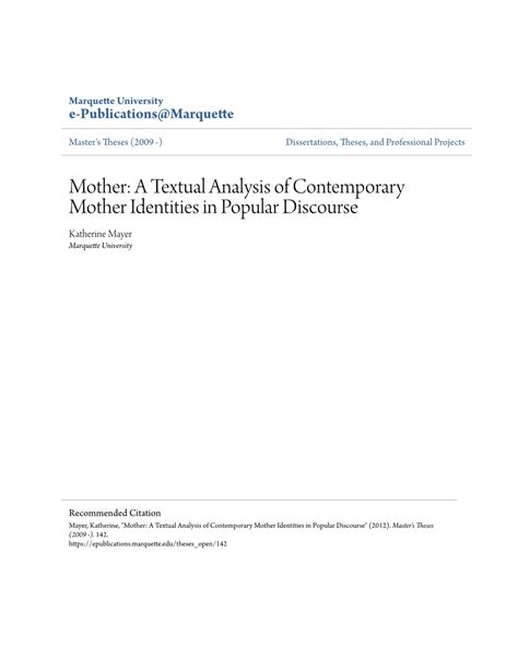 Mother: A Textual Analysis of Contemporary Mother Identities …