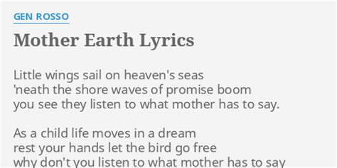 Mother Earth ... lyrics