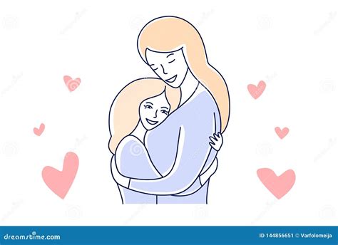 Mother Hugging Daughter Drawing