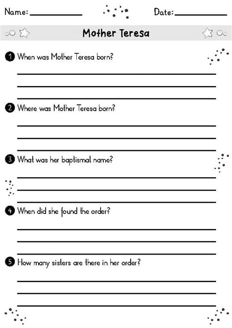 Mother teresa questions and answers class 5