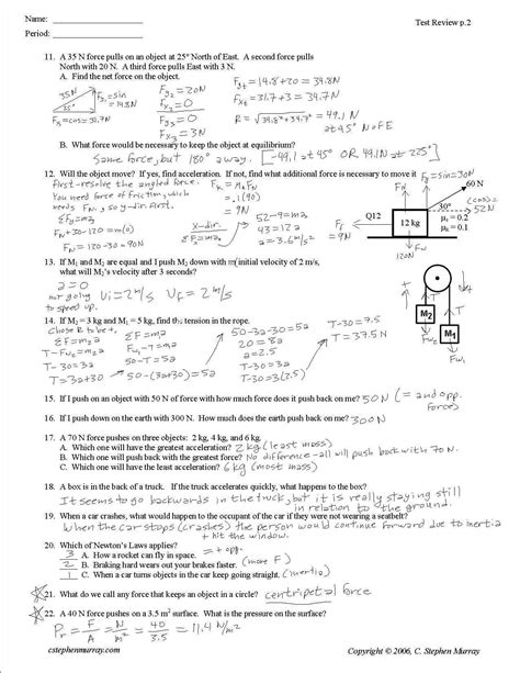 Motion And Force Unit Worksheets Answers