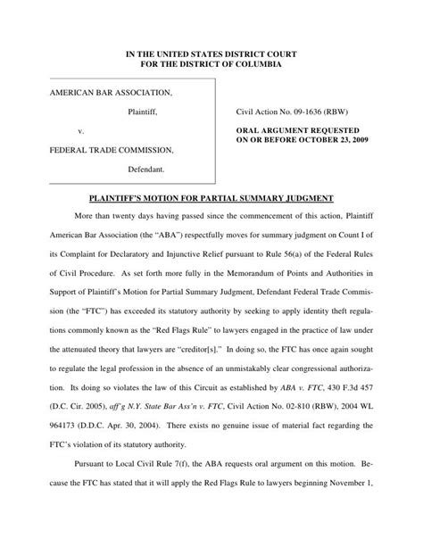 Motion For Partial Summary Judgment