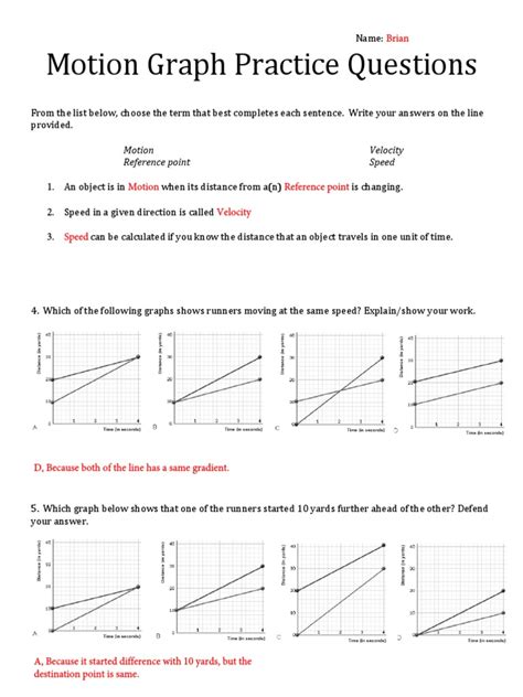 Motion Graph Practice Problems PDF Speed Acceleration