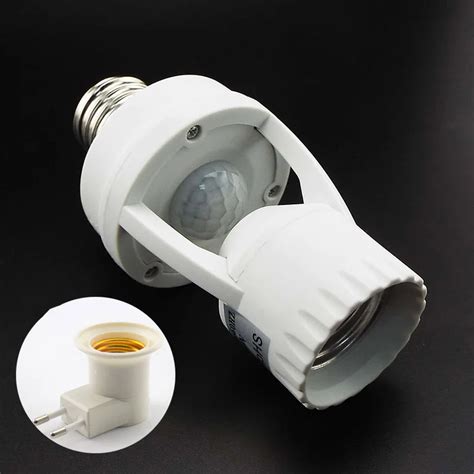 Motion Sensor E27 LED Bulb Base 2 in 1 PIR Infrared Socket Adapter