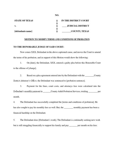 Motion To Modify Probation Texas PDF